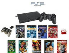 SLIM SONY PLAYSTATION 2 BASIC BUNDLE - 30+ GAMES WITH WIRELESS CONTROLLER AND MORE